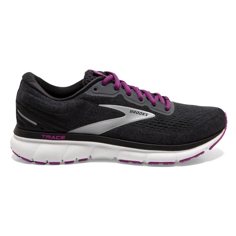 Brooks Trace Adaptive Road Running Shoes - Women's - Ebony/Black/Wood Violet/Purple (08176-ERNT)